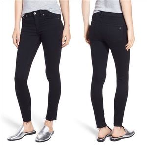 Rag & Bone Ankle Skinny Jean in Black Raw Hem